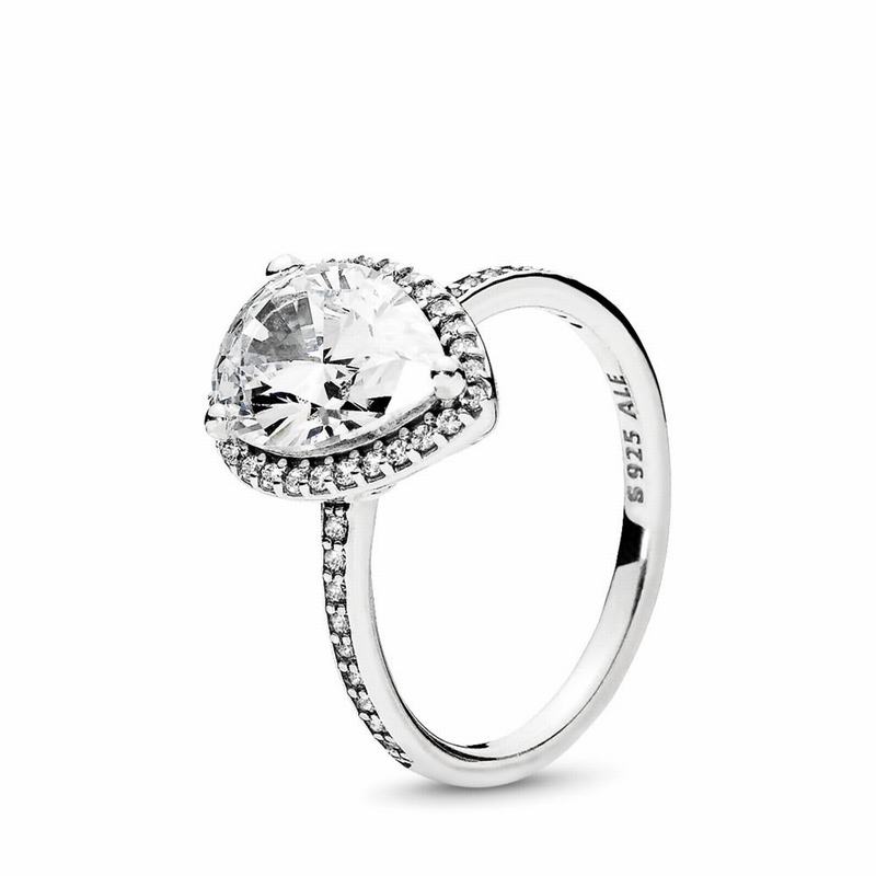 Pandora Sparkling Teardrop Promise Ring - Sterling Silver/Cubic Zirconia - Canada | OD4034GM